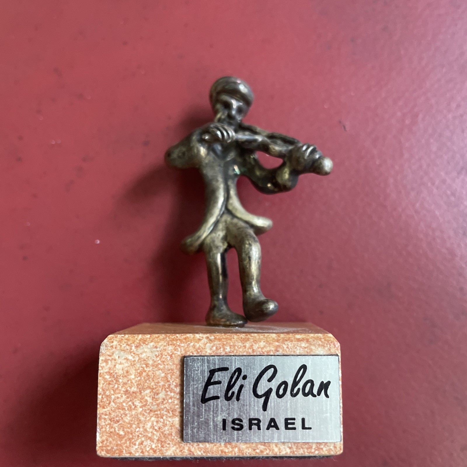 Eli Golan Fiddler Figurine Limited Edition 925 Silver. Set On Stone W/nameplate