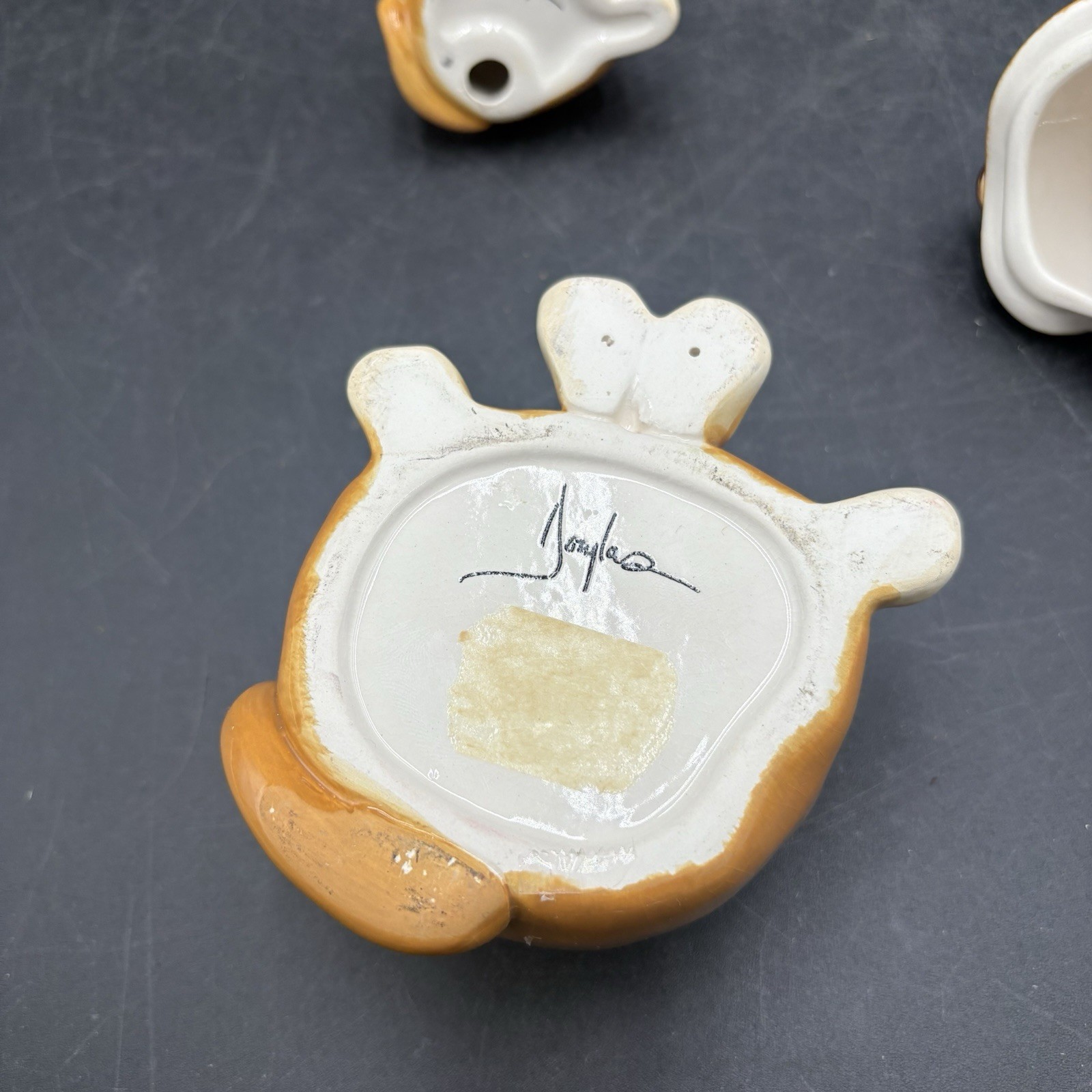 Douglas Russ Berrie Ceramic Whimsical Dog Figurines Trinket Dish Dog Decor