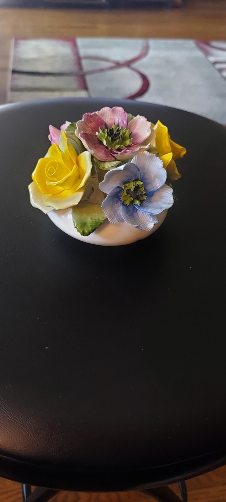 Vintage Healacraft Fine Bone China Colorful Flowers In White Pot Made In England