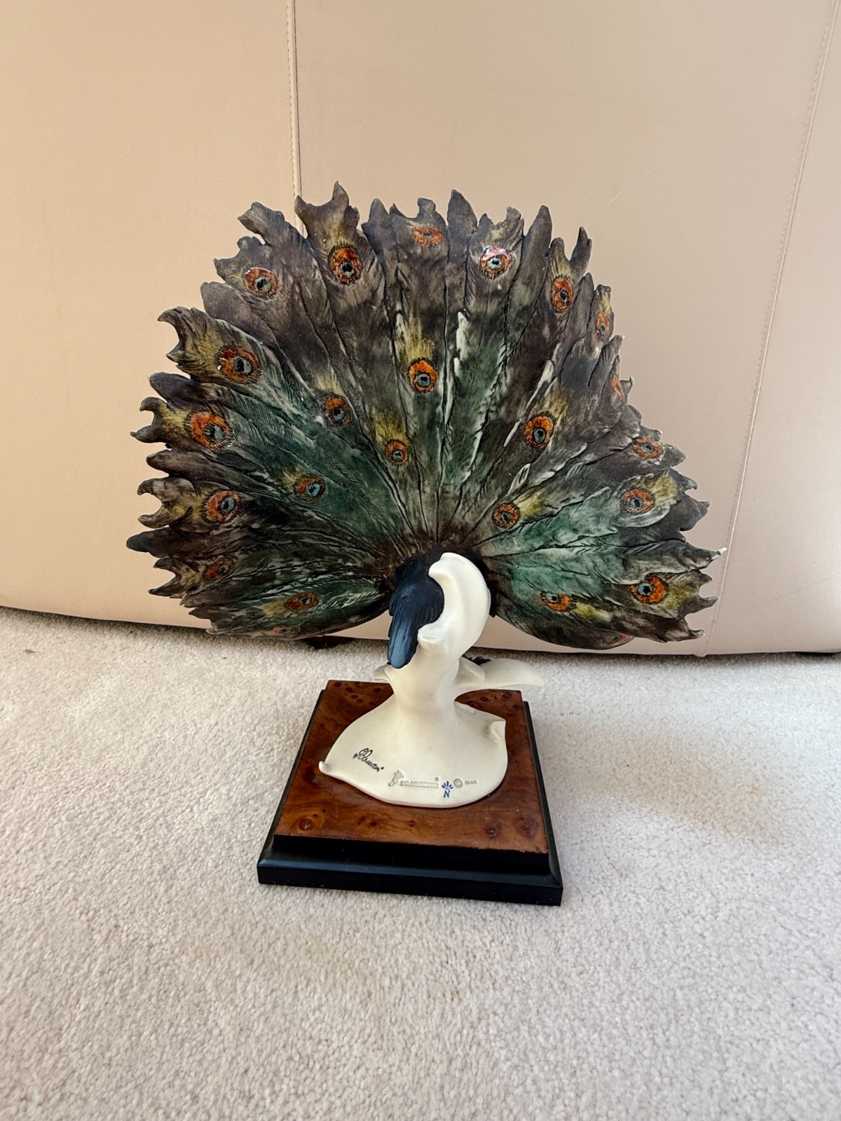 Giuseppe Armani Blue Peacock, Signed & Dated, Florence Studios, Rare