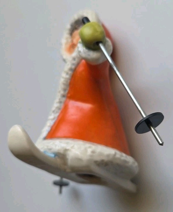 Vintage Goebel Snow Skier 11 701 Winter Girl TMK4 1972-1979 Metal Poles Red Coat