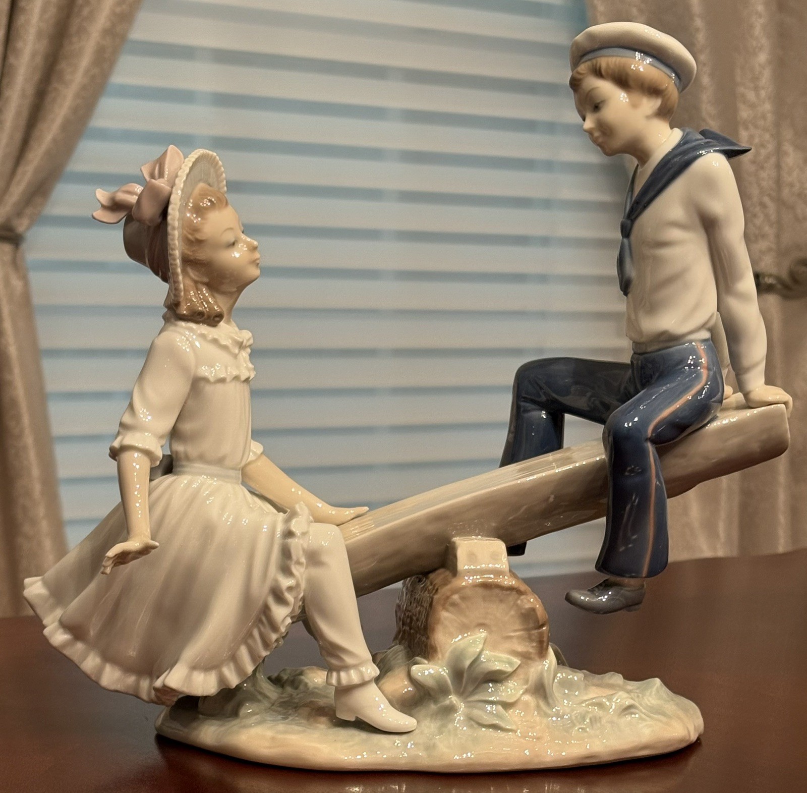 LLADRO Sailor Boy & Girl Seesaw Figurine #1255 Gloss Finish Retired Mint Cond