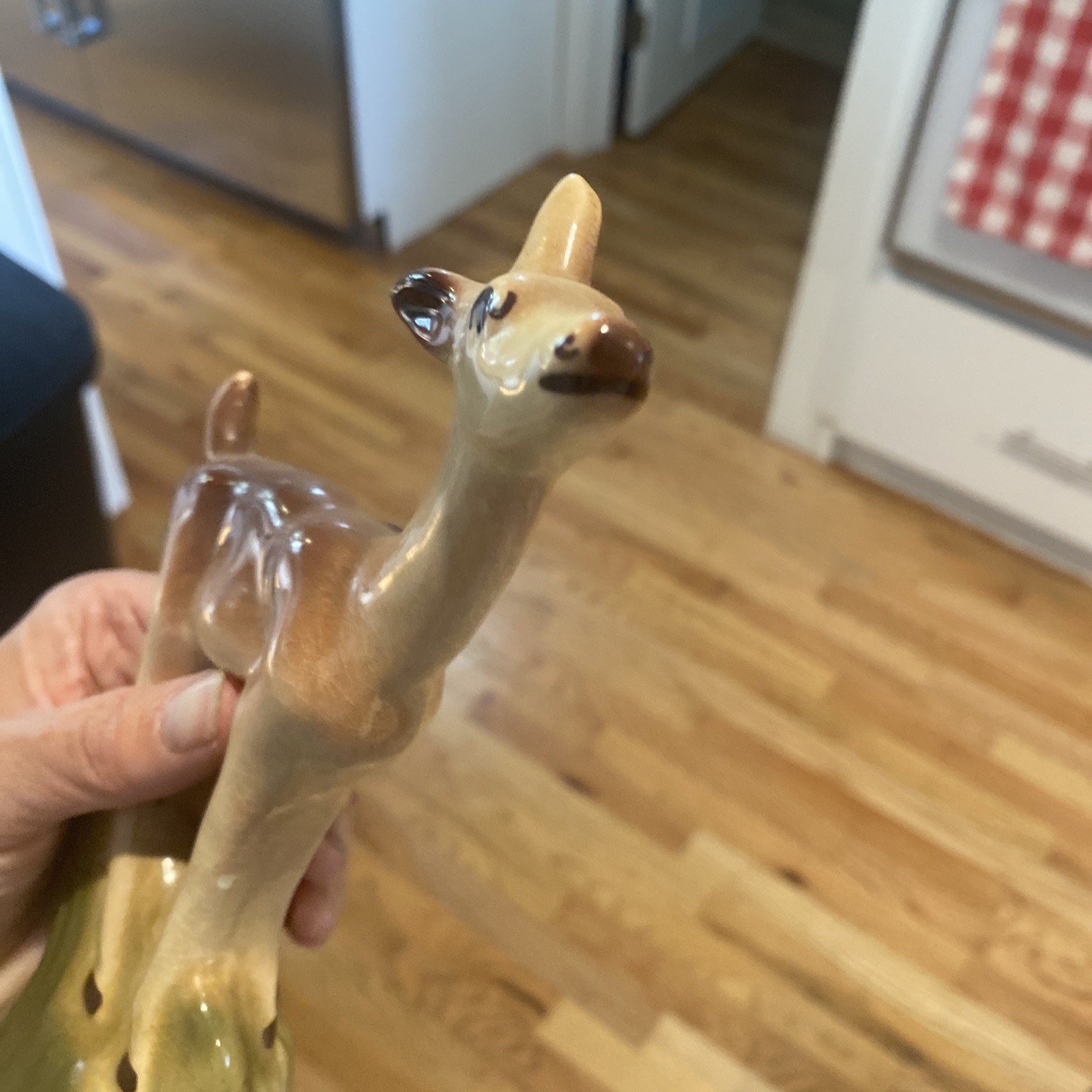 Deer Fawn Ceramic Figurine Statue Mid Century Modern MCM 7.5”Standing Figure Vtg