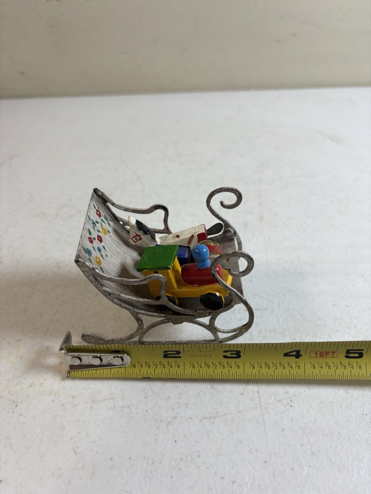 Enesco Sleigh Metal Filled with Toys Ornament Christmas Holiday 1979