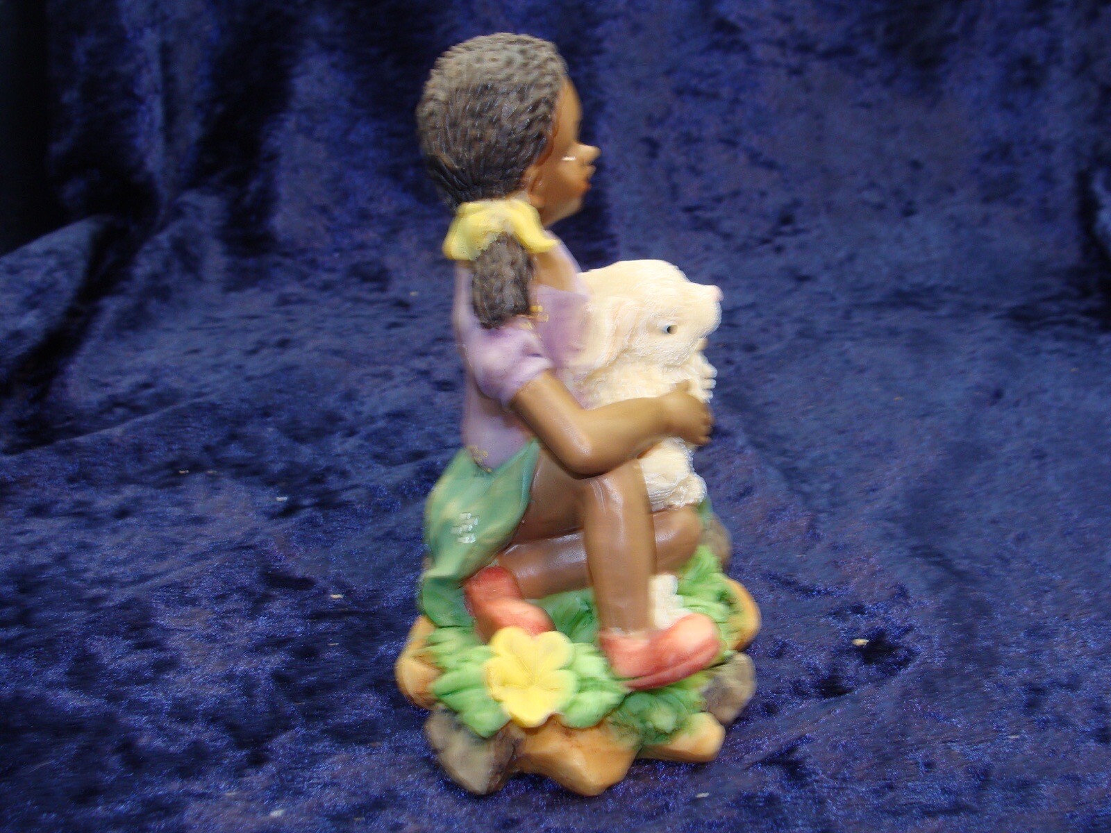 Black African American Girl With Bunny Rabbit ~ 4.50”x3.50” ~ VGC ~