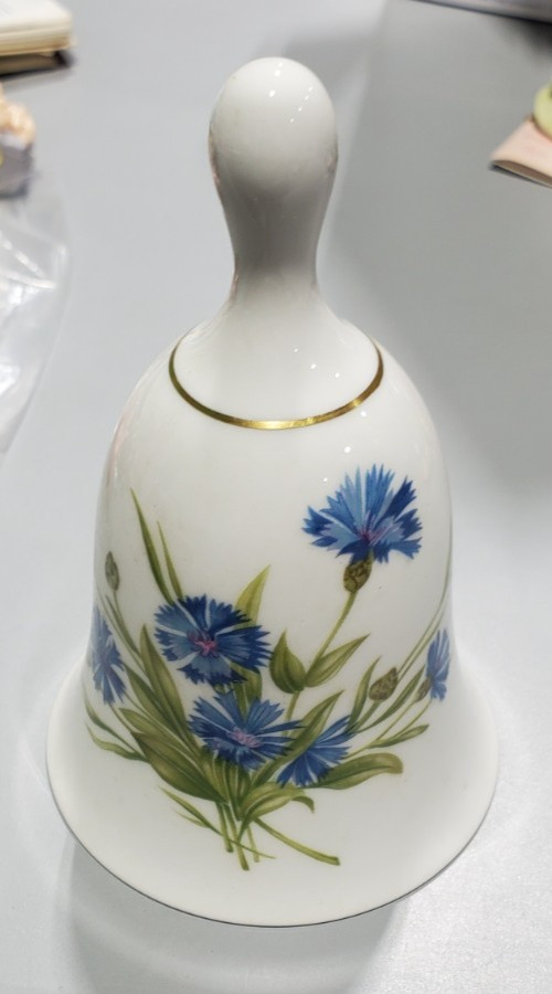 Hallmark Vintage 1977 Porcelain Bell W Flowers of the Holy Land ~ Corn Flower
