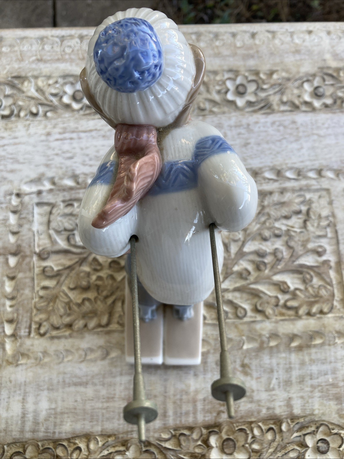 Vintage Lladro Skier Puppet Boy Skiing Figurine w/ 2 Poles #4970 * MINTY!