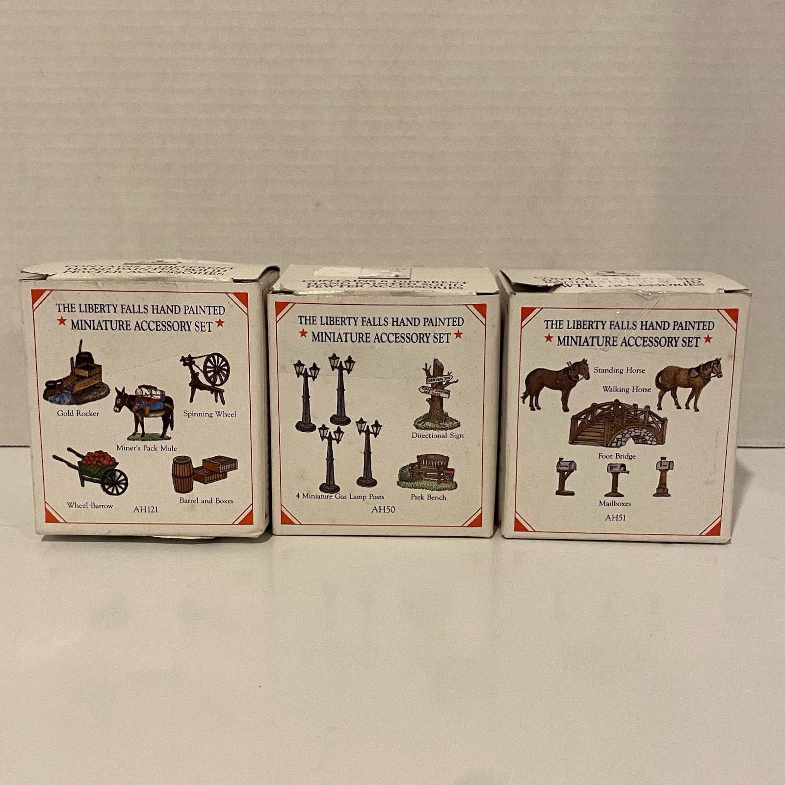 Liberty Falls Collection Hand Painted Solid Pewter Figurines Set Of 3