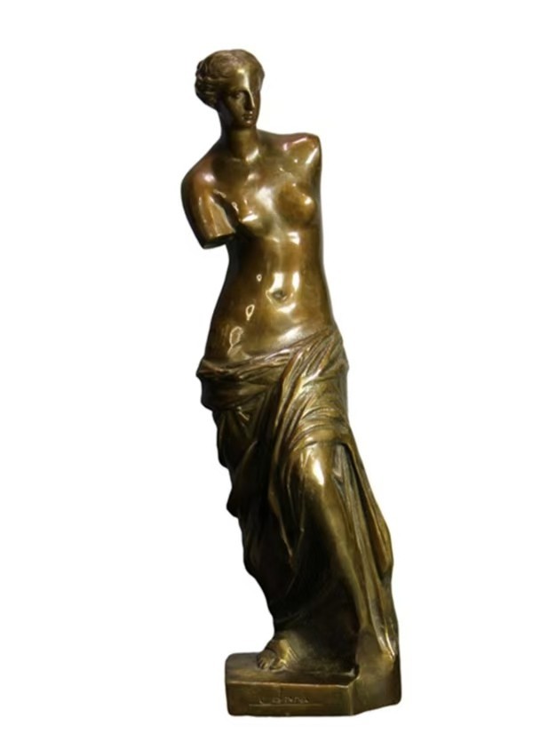 28cm vintage brass collectible Venus statue ornament