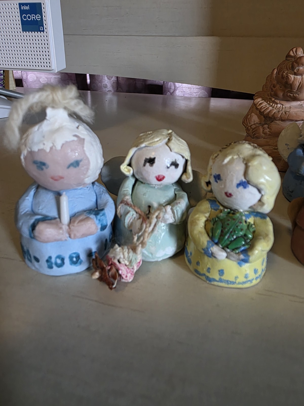 13 Cherub / Winged Angel / Girls & 1 Adorable Kitty Cat Figurine