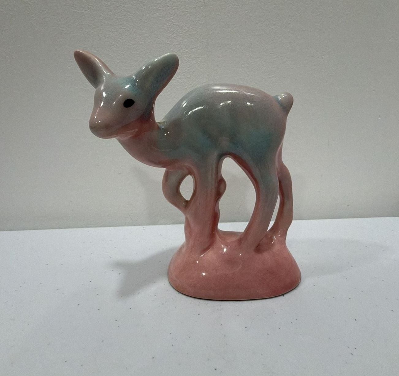 Vintage MCM Pink and Blue Ombre Fawn Deer Figurine