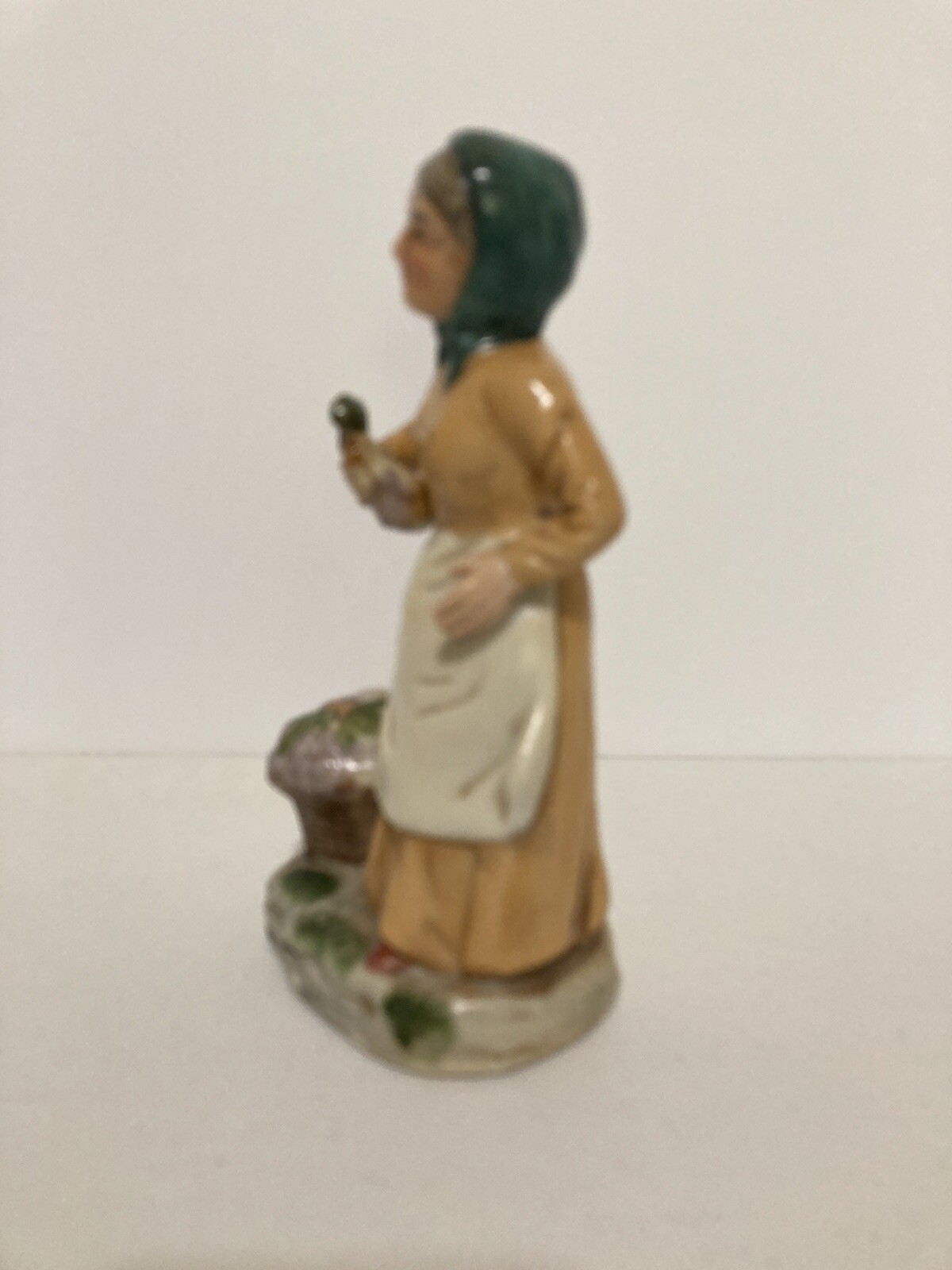 Vintage Ceramic Statue Old Woman Grapes About 6 Inches Tall
