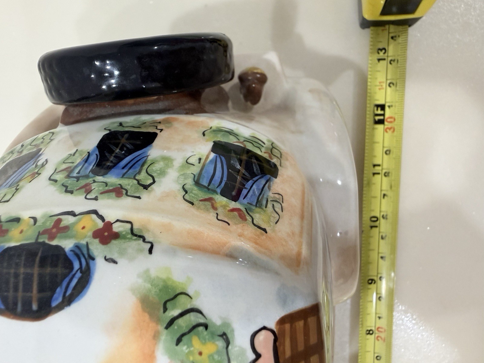 Vintage Hand-Painted Ceramic Car Sculpture Italian Café Bistro Scene Décor