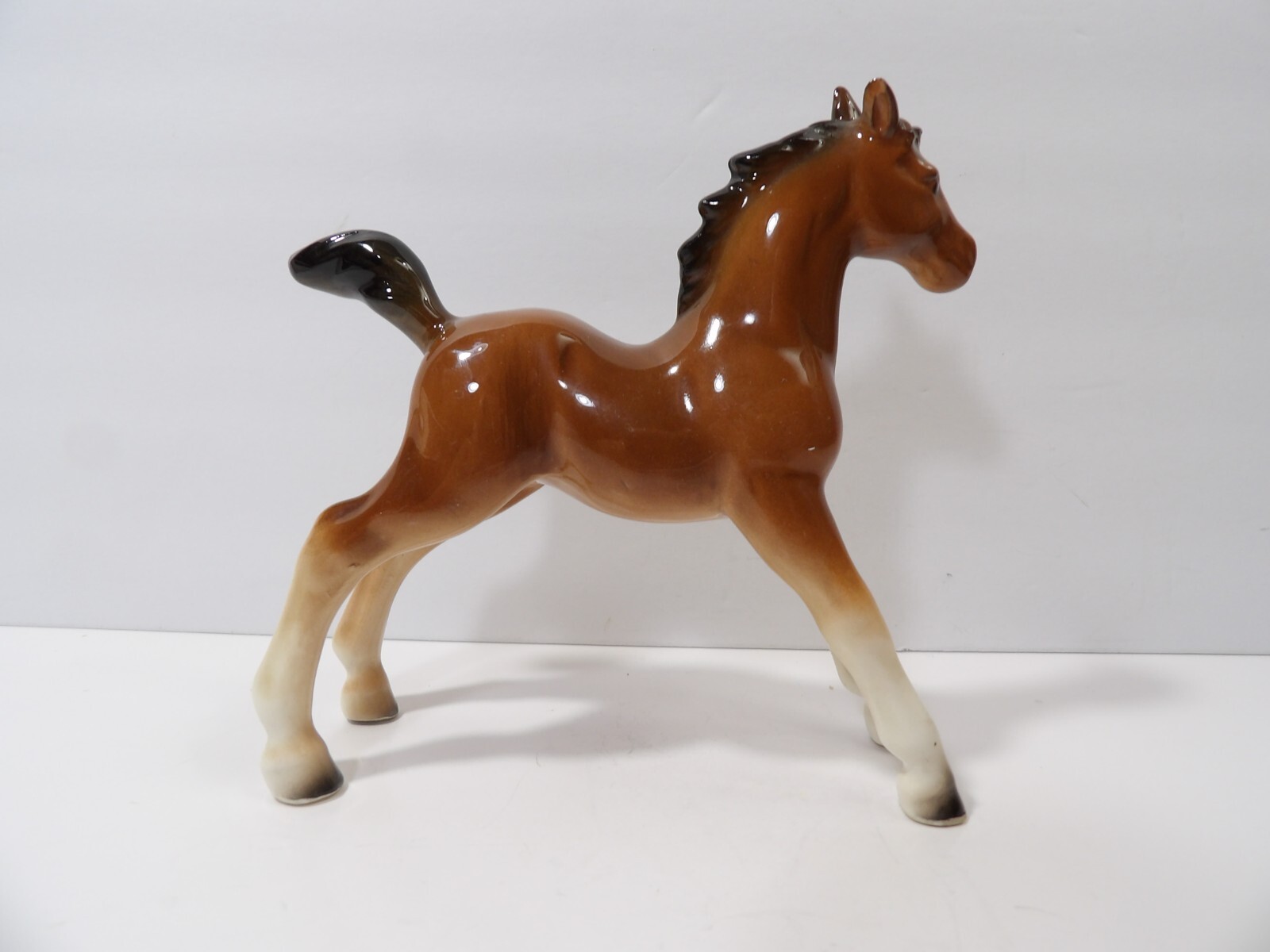 Old Nippon Yoko Boeki Company Porcelain Brown Foal Horse Figurine ~ 4 5/8″ Tall