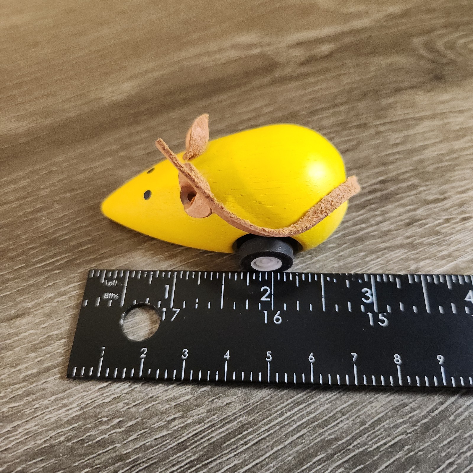 VTG Wood Carved Mice W/ Leather Tails & Ears Figurine Friction Toys Cars *Video
