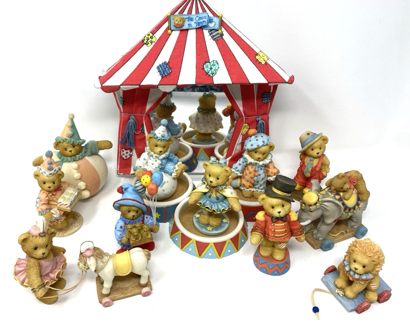 Cherished Teddies Lot Enesco Bears Clown Show Circus Tent Vintage 11 Figurines