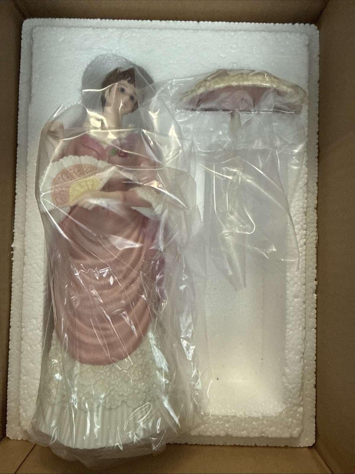 Gorham Lawn Party Lady Porcelain Limited Edition Figurine Victorian Pink Parasol