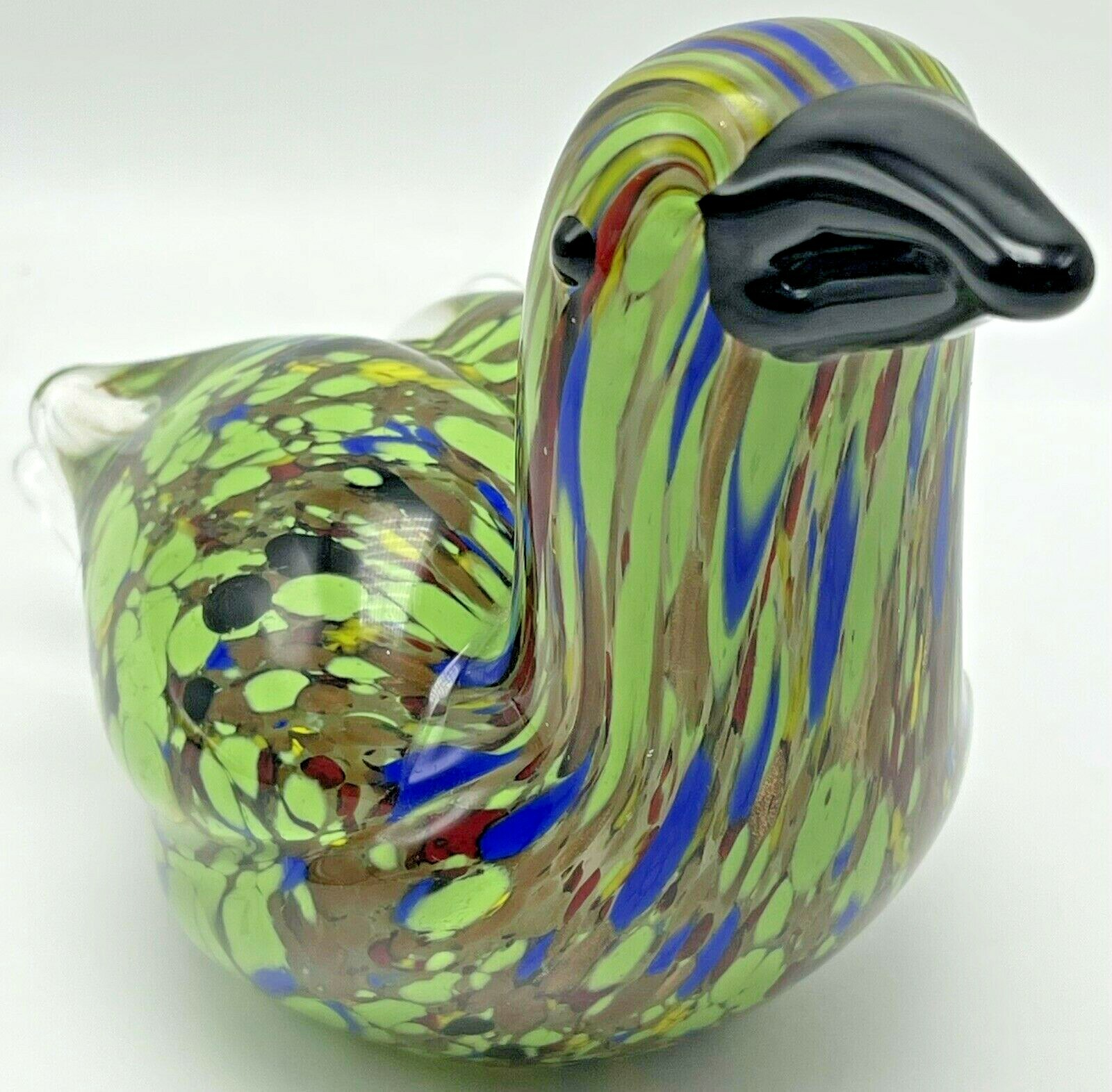 Murano Style Art Glass Chunky Glass Bird Sculpture Figurine Paperweight