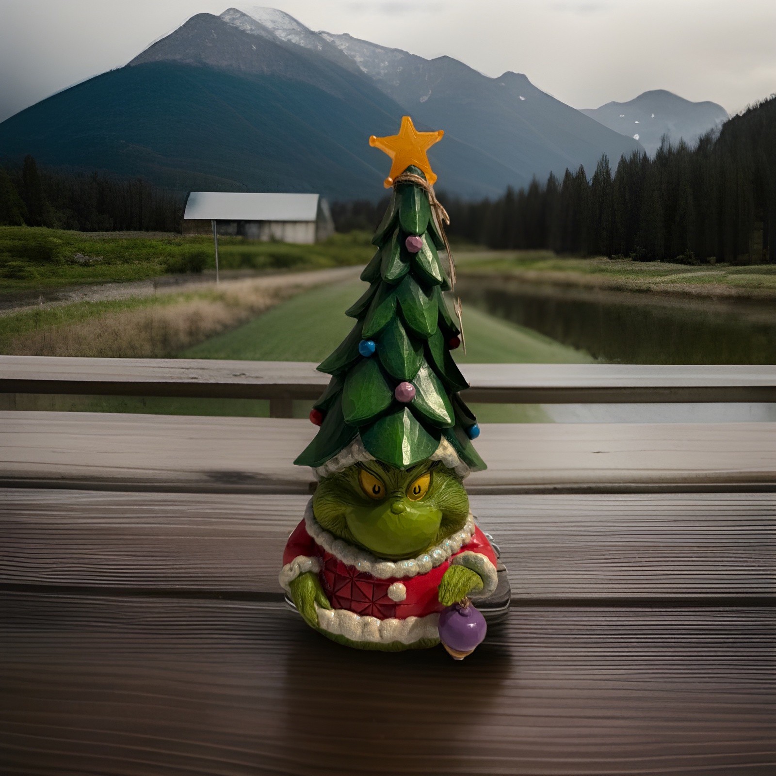 Jim Shore GRINCH GNOME WITH TREE HAT LIT FIGURINE 6012703 BRAND NEW