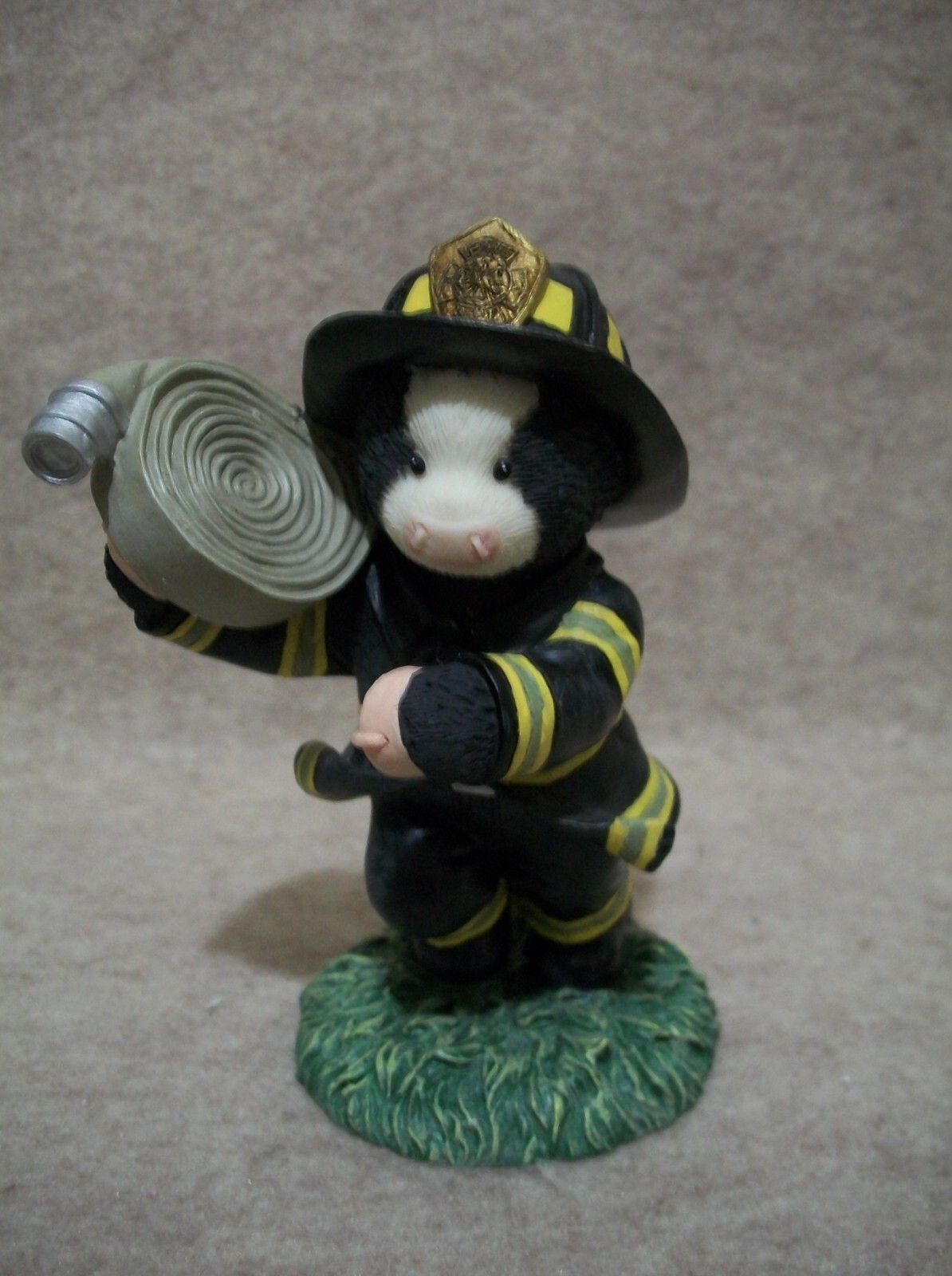 Ready for Action – Fireman – Mary Moo Moo Cow Figurine