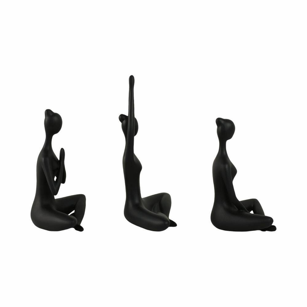 Black 8.5 In. X 10 In. Resin Yoga Ladies Figurine (Set of 3)