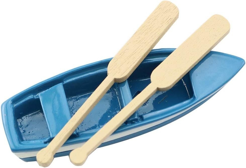 Delightful 1:24 Scale Blue Plastic Canoe Model with Oars – Perfect Decoration