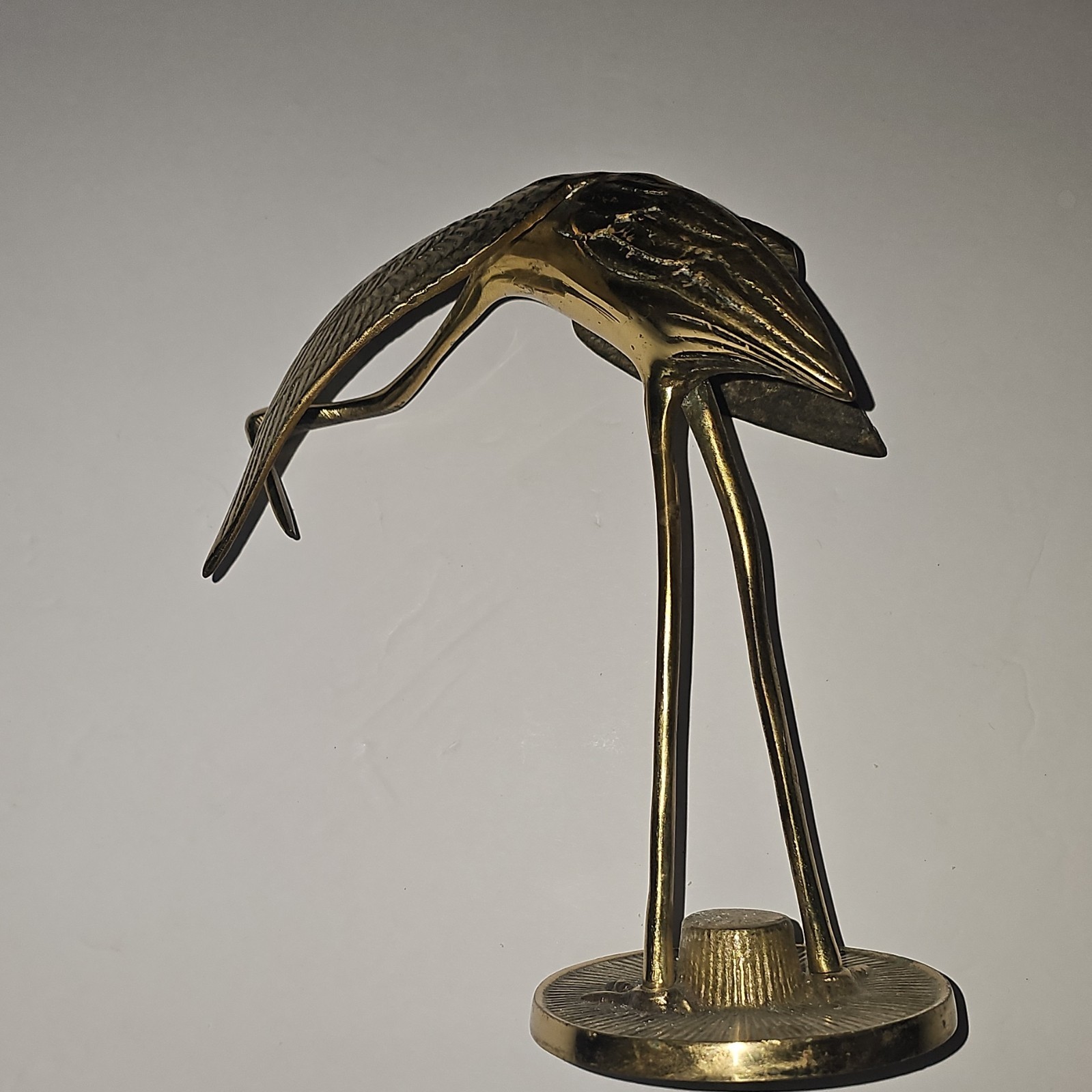 Gold Metallic Finish Metal Bird Figurine Sculpture on Round Base