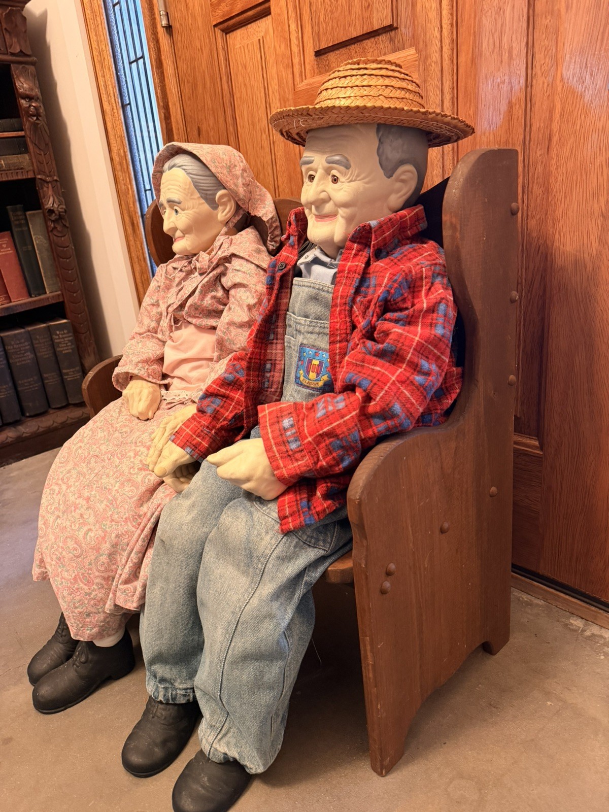 Vintage Grandma & Grandpa Porcelain Porch Sitters Wallace Style Pair Adorable!