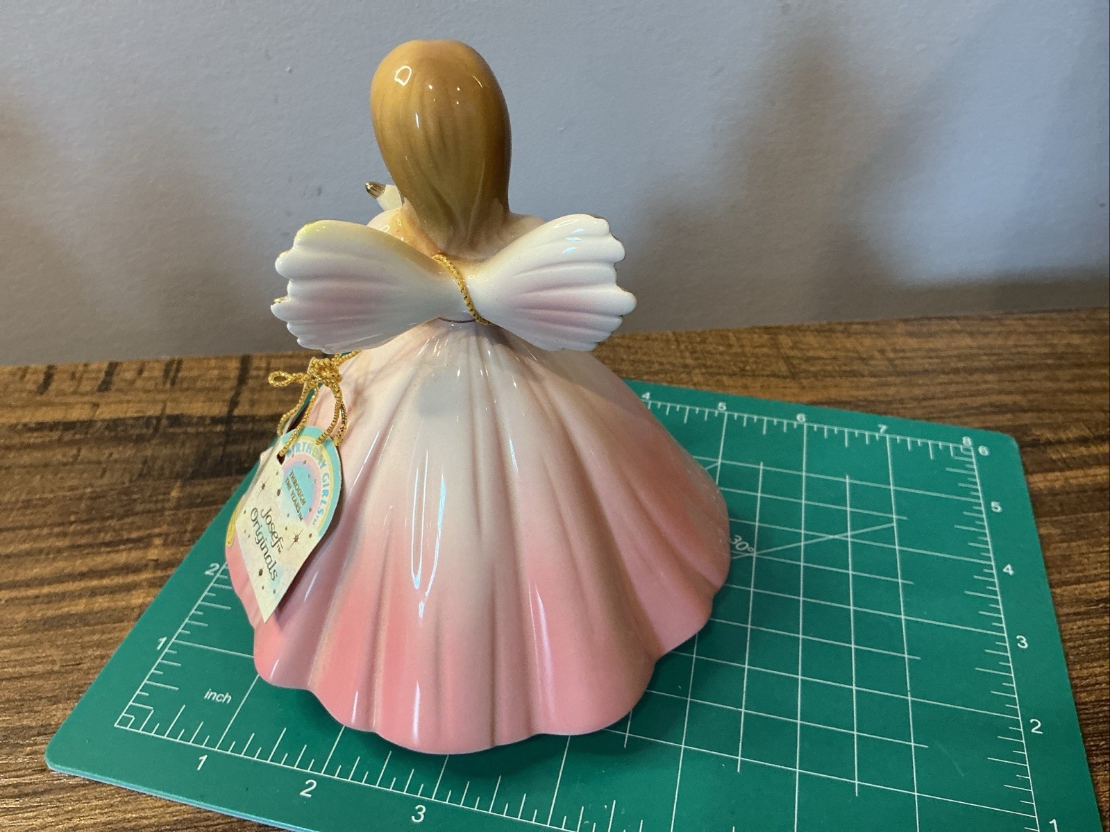 Vintage Josef Originals Pink Porcelain Birthday Girl Angel Age 14 With Parasol