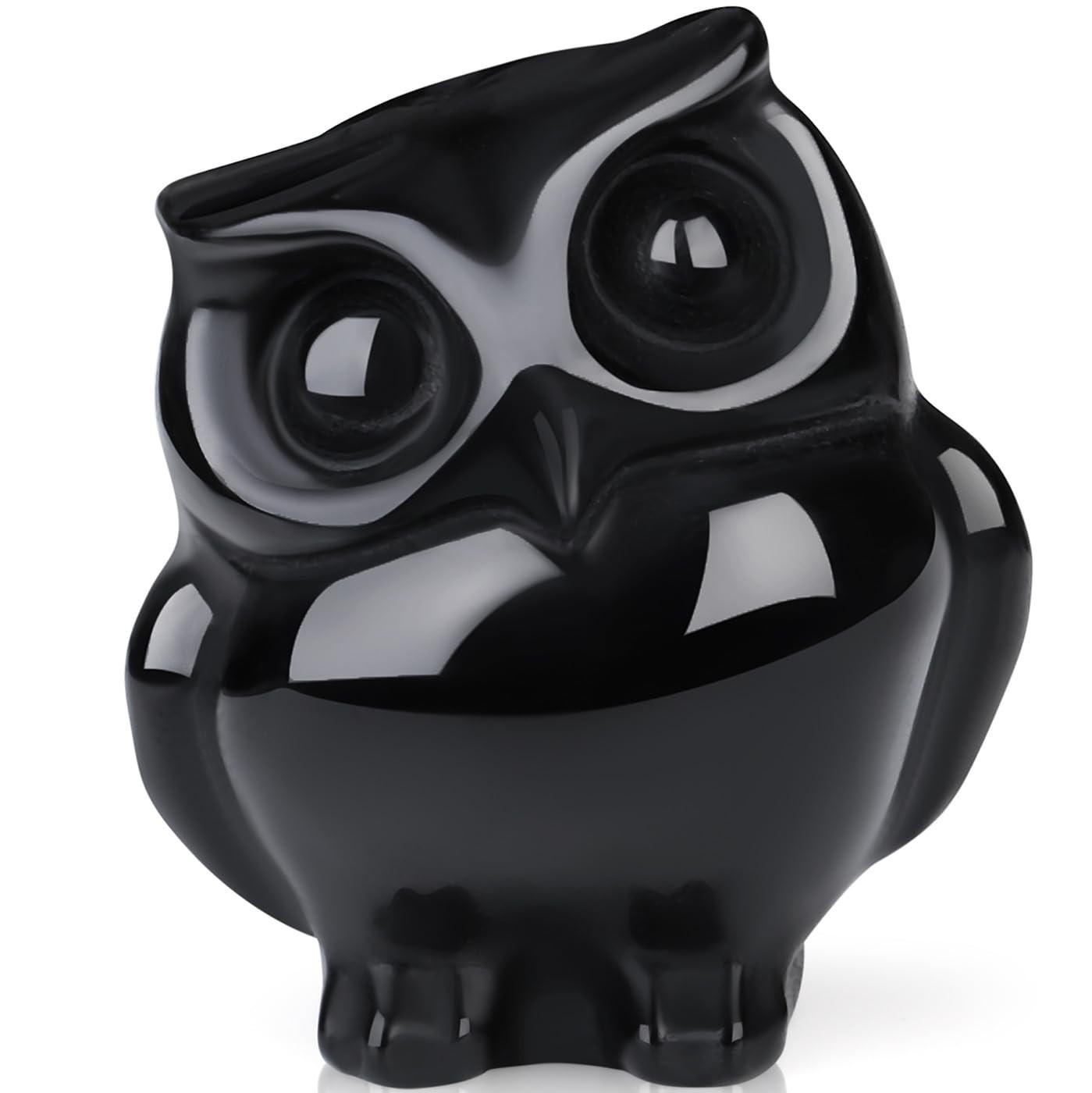 Black Obsidian Crystals Owl Figurines Natural Carved Stone Decor Polished Gem…