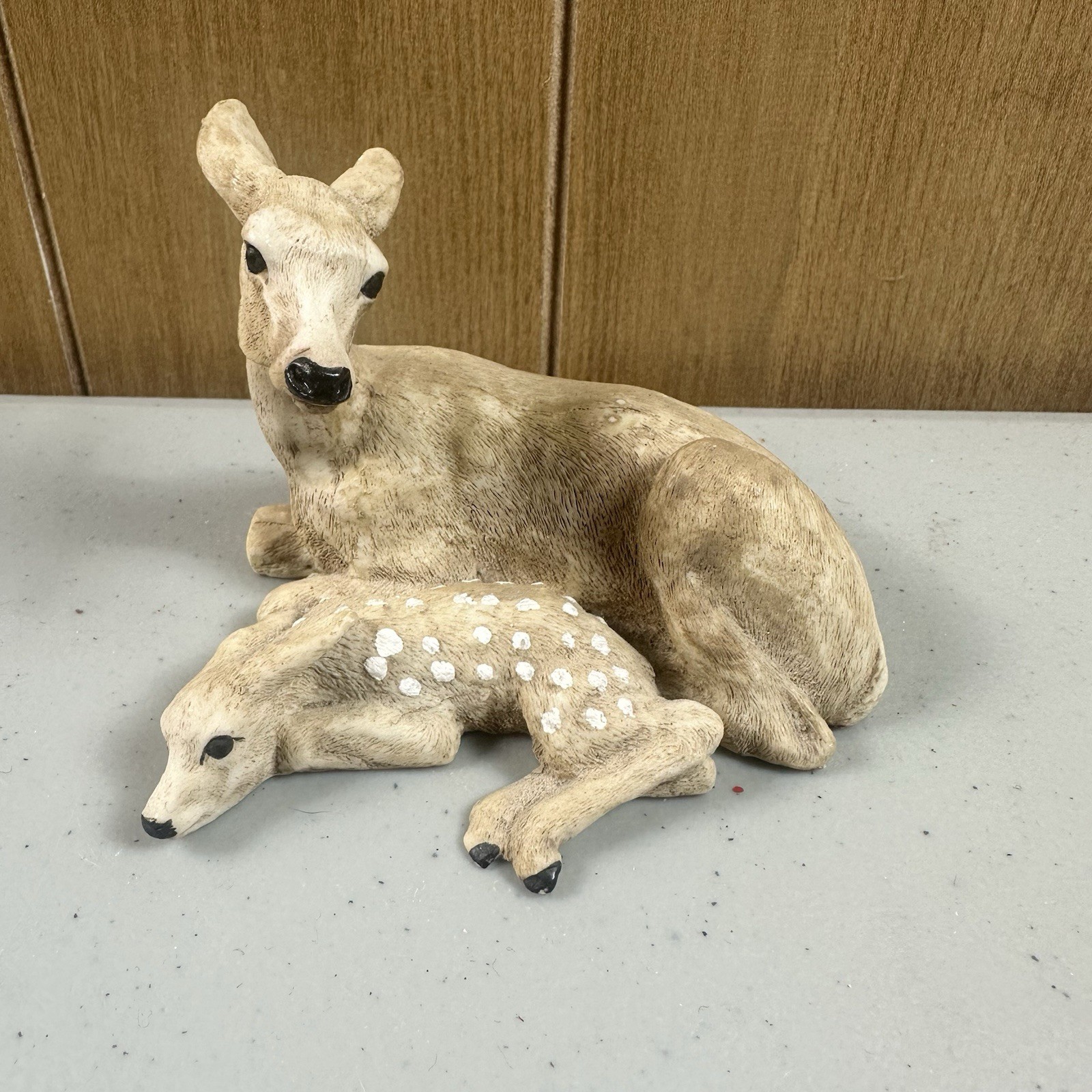 Vintage Castagna Deer Figurine Doe And Fawn Resin Mother And Baby Italy