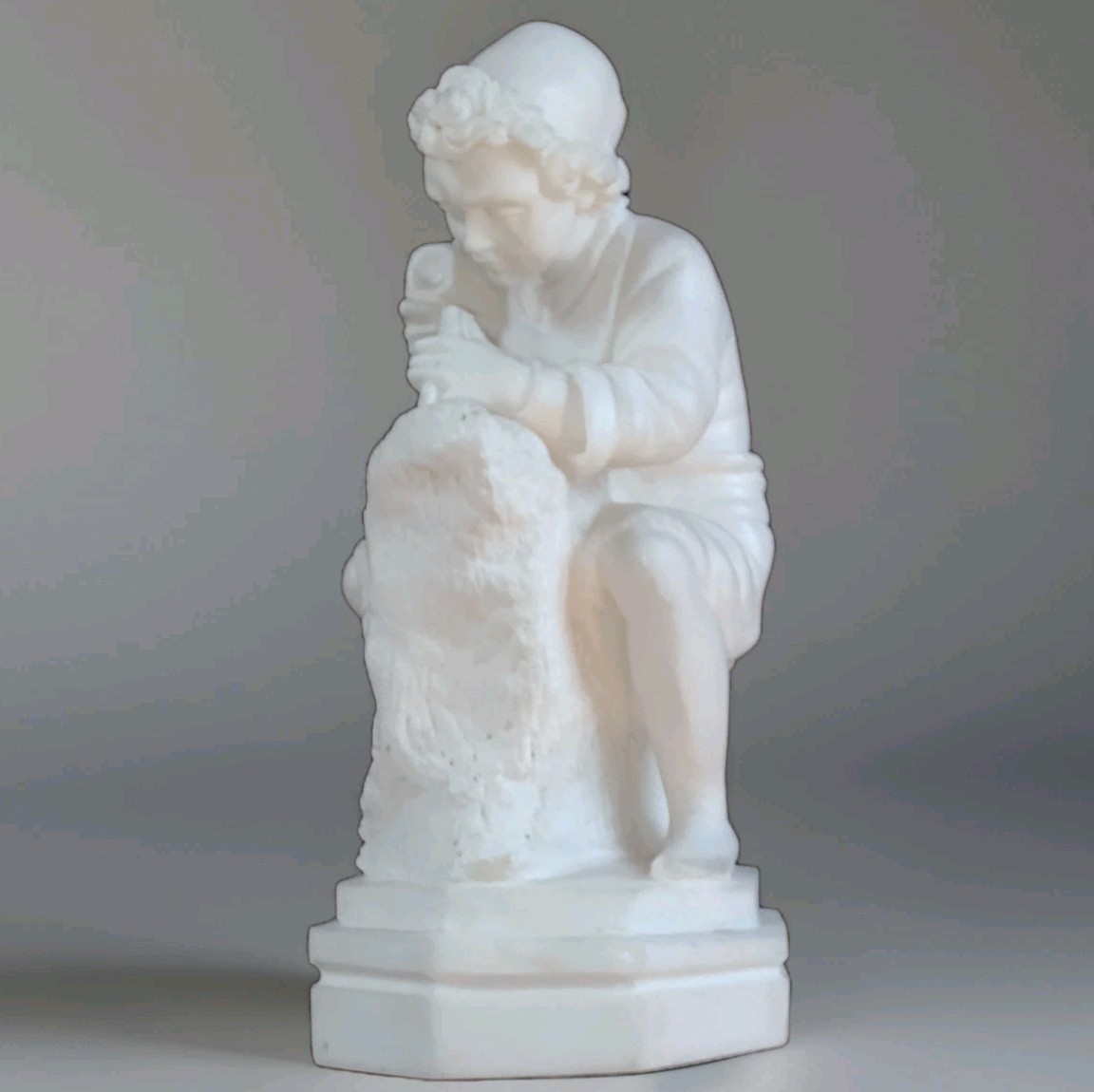Young Michelangelo 5.75″ Sculptor with Chisel & Stone Sculpture Vtg Statue Italy