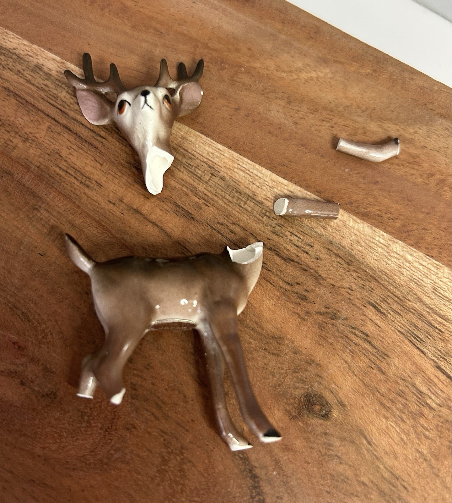 Vintage Japan Porcelain Deer Family Figurine Set 3 Buck Fawn MCM READ As Is