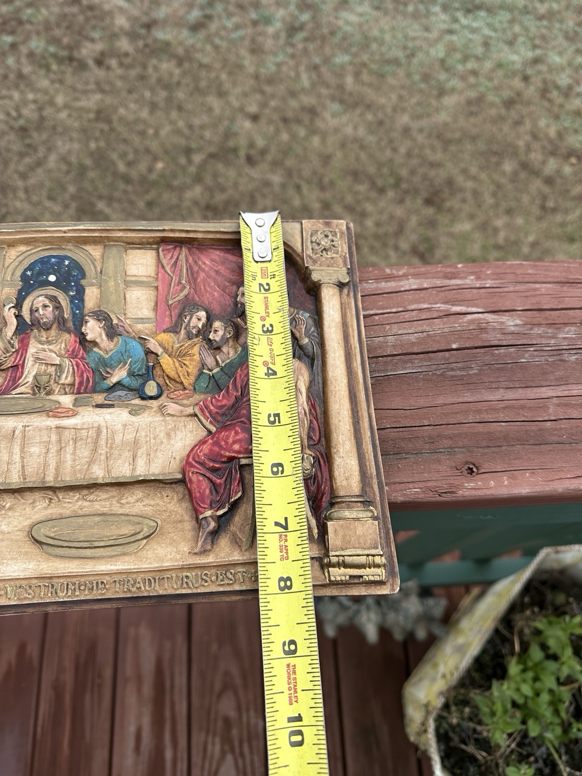 Vtg Hand Painted The Last Supper Wall Plaque Picture Chalk Plaster 13.5” x 8”