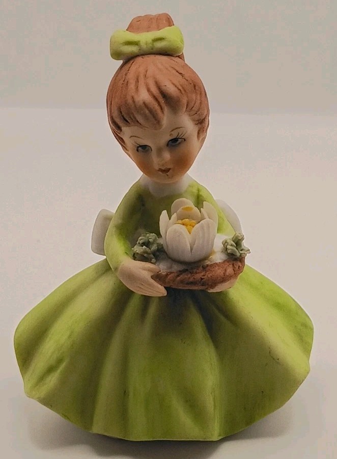 Vtg. Kitch Napcoware Flower Girl Of The Month Birthday Figurine July Water Lily