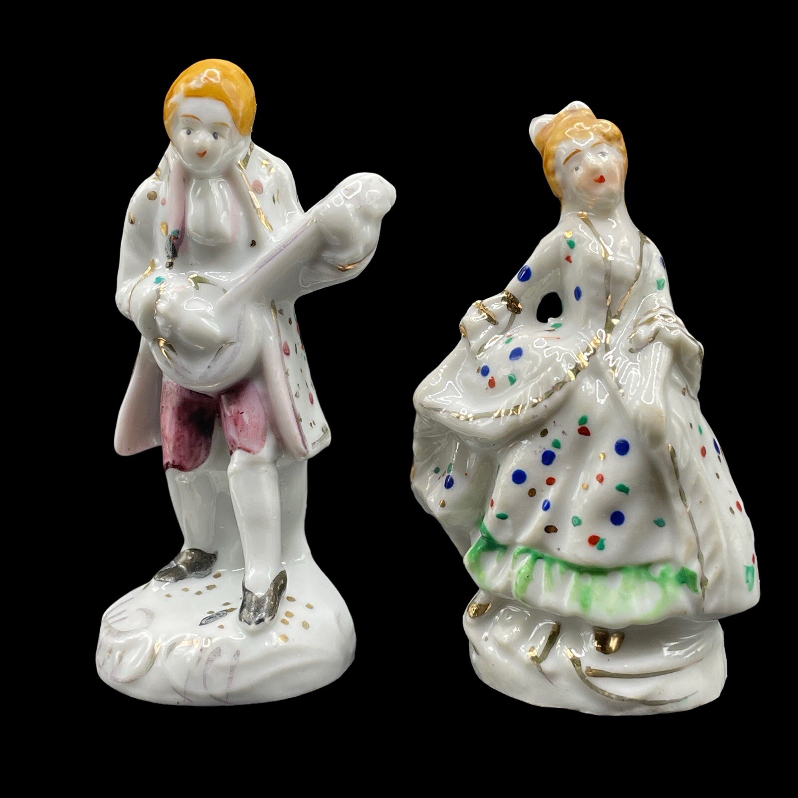 Victorian Style Courting Couple Ceramic Figurines Made In Japan Vintage