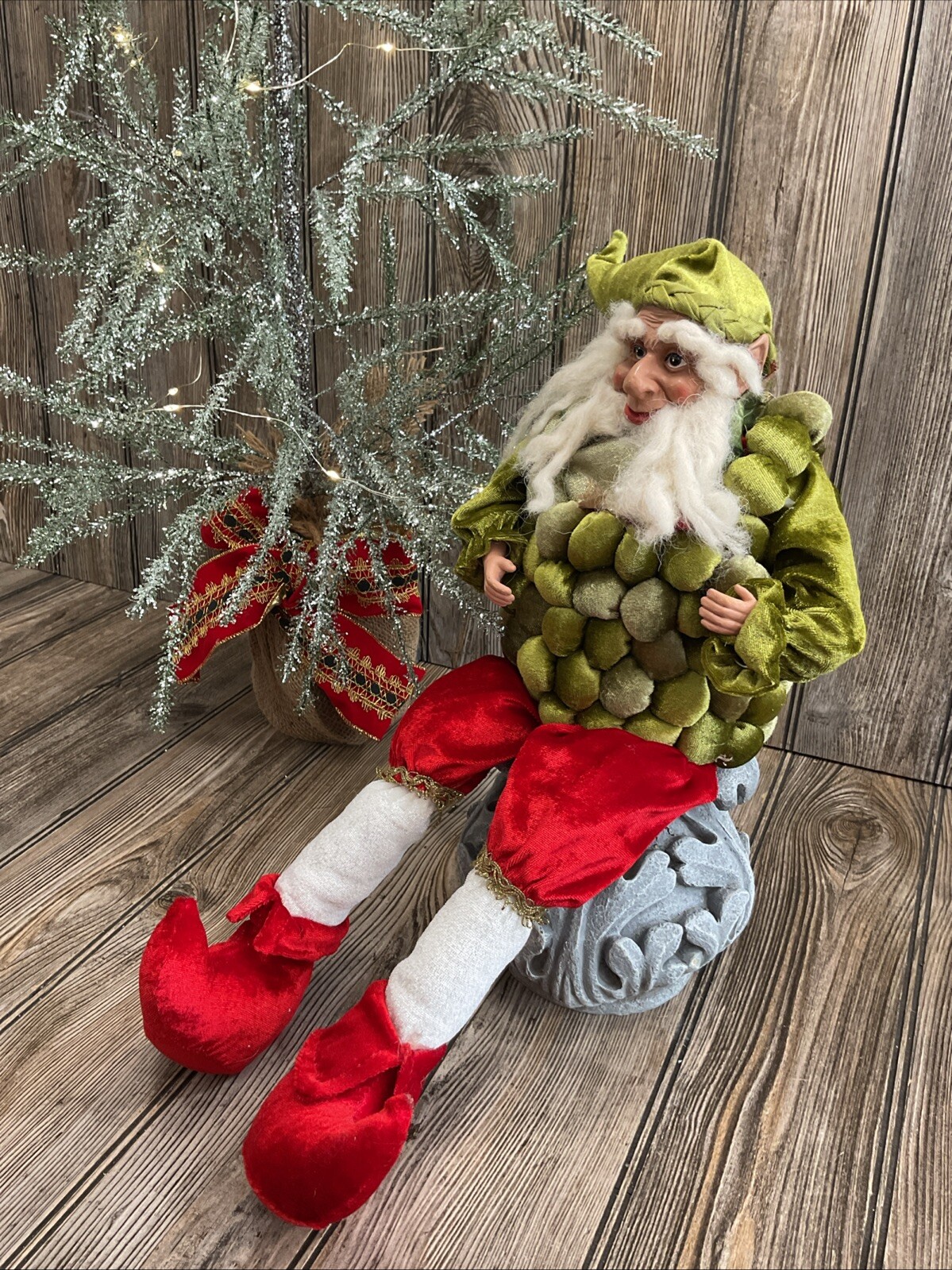 Christmas Santa Grape Elf Shelf Sitting 23” Tall Red Green Rare Limited Edition