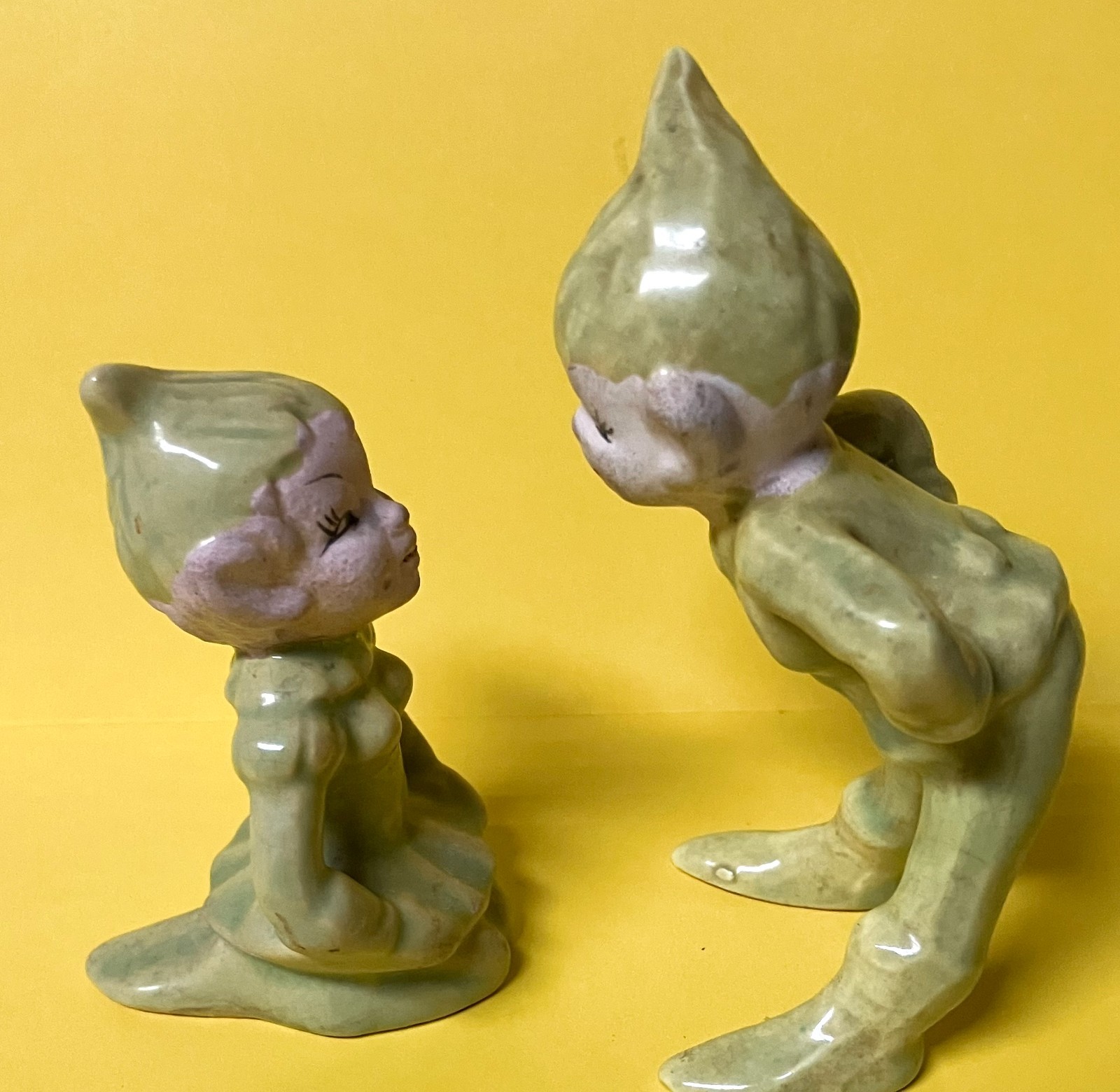Set of 2 – Vintage ’50s – Pixie / Elf Ceramic Figurines – Boy & Girl