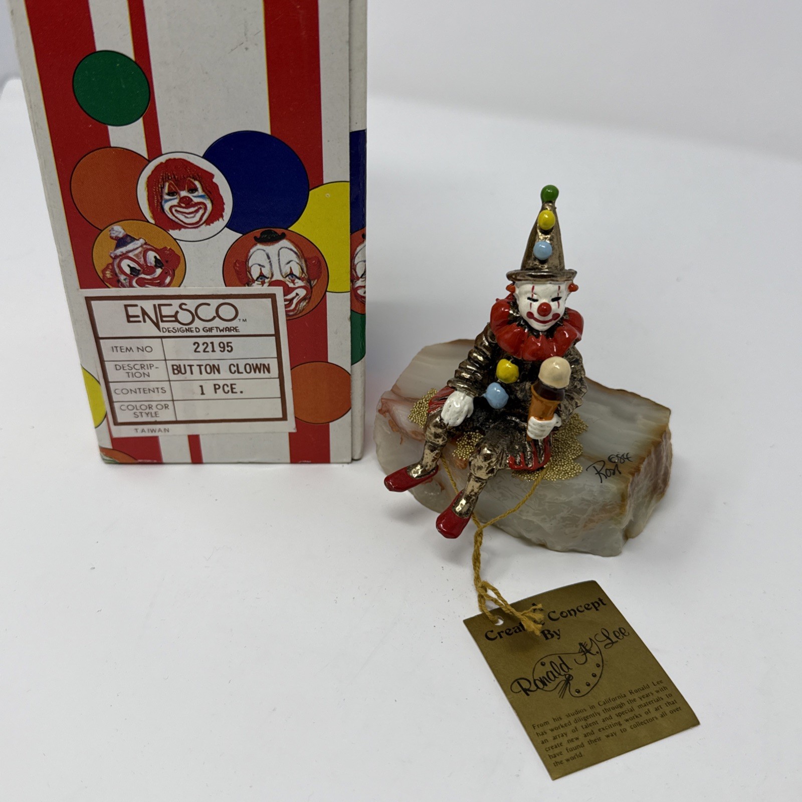 VINTAGE 1984 RON LEE SIGNED WORLD OF CLOWNS CLOWN WITH ICE CREAM CONE ORIGINAL