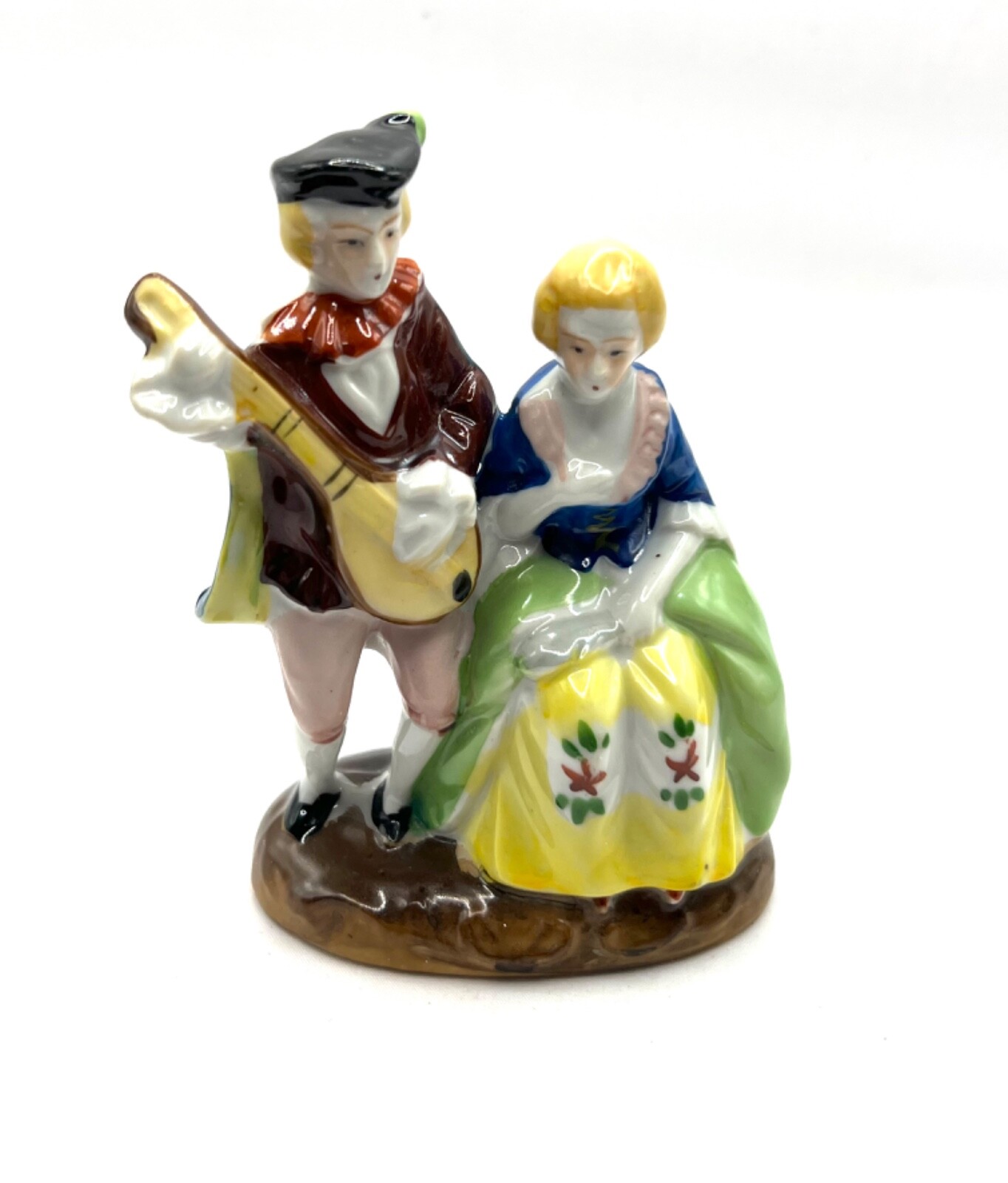 Vintage Made In Occupied Japan Porcelain Colonial Courting Couple Mandolin
