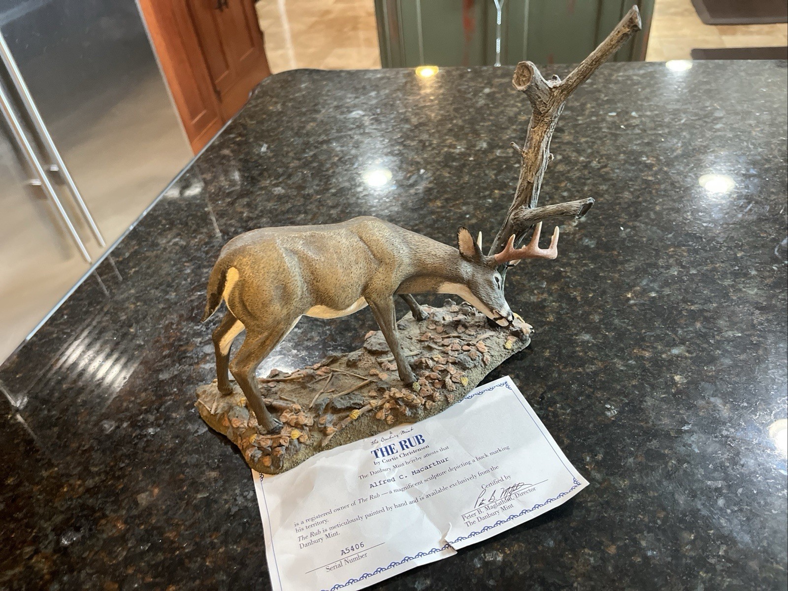 Danbury Mint The Rub Curtis Christensen Buck Deer Rub Figurine