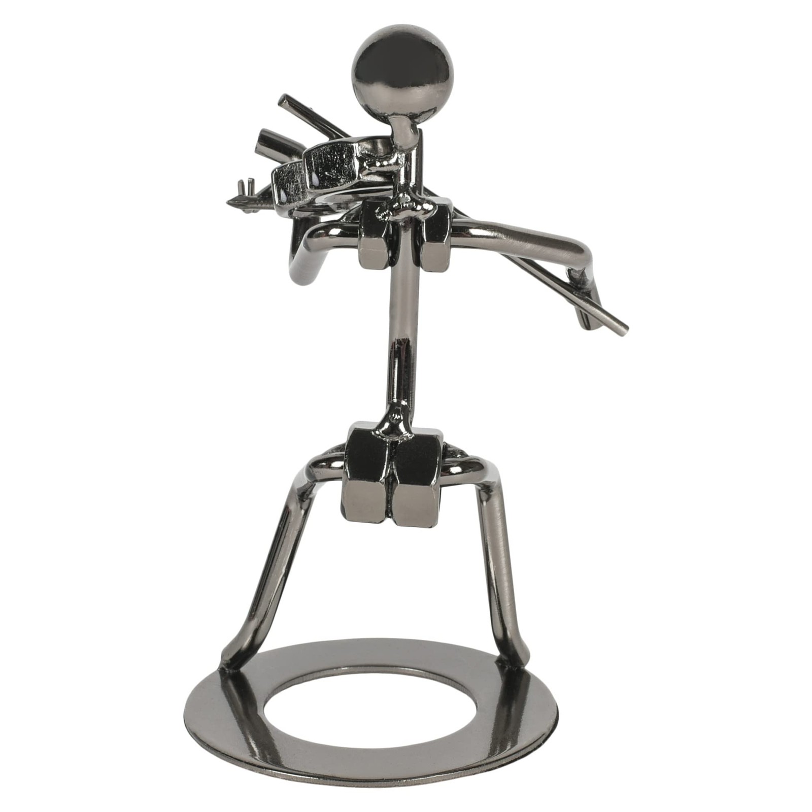 Co Silver Tone Polished Violinist Metal Table Top Musician Figurine 6 Inch