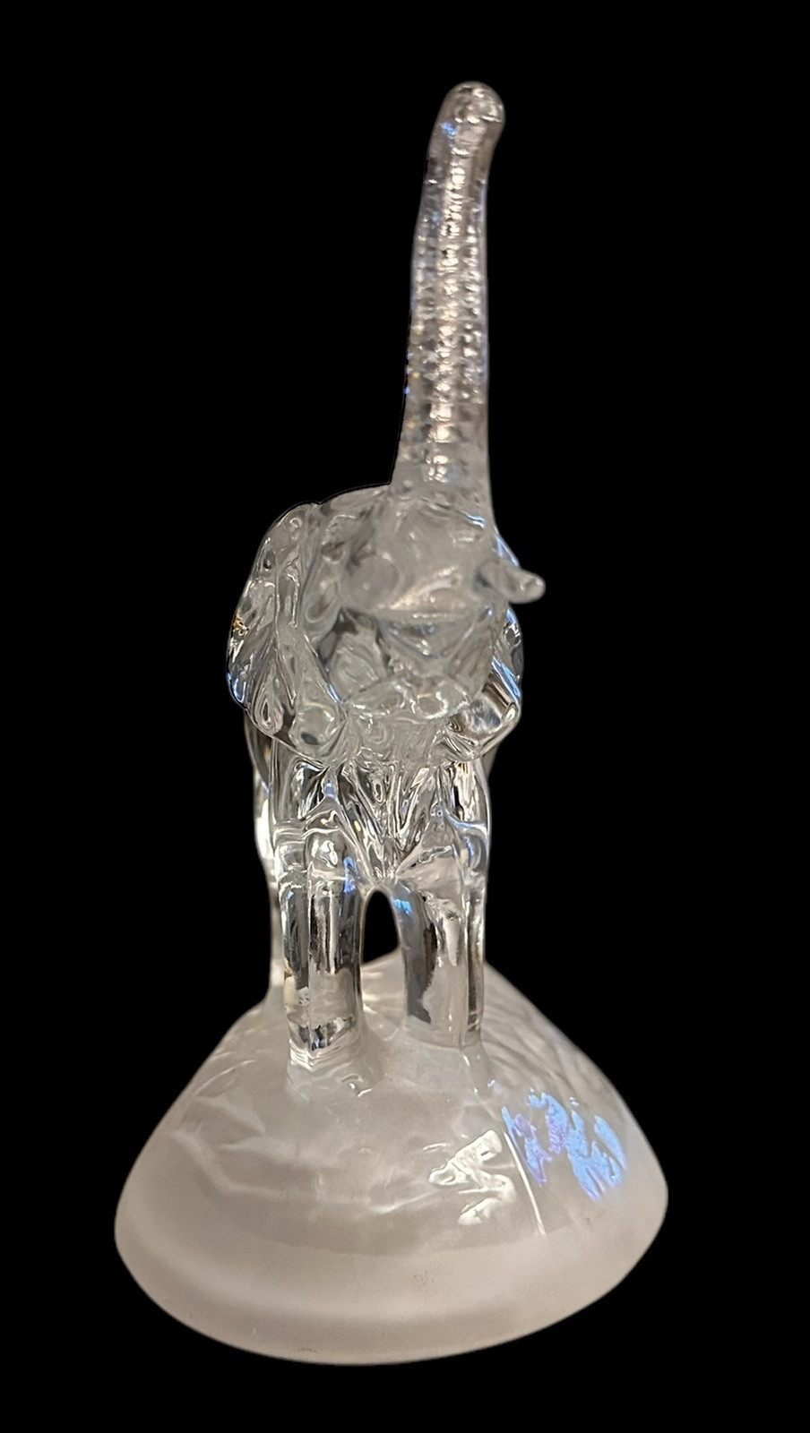 Lead Crystal Elephant Figurine Frosted Base Cristal D’Arques France VTG 6” X 6”