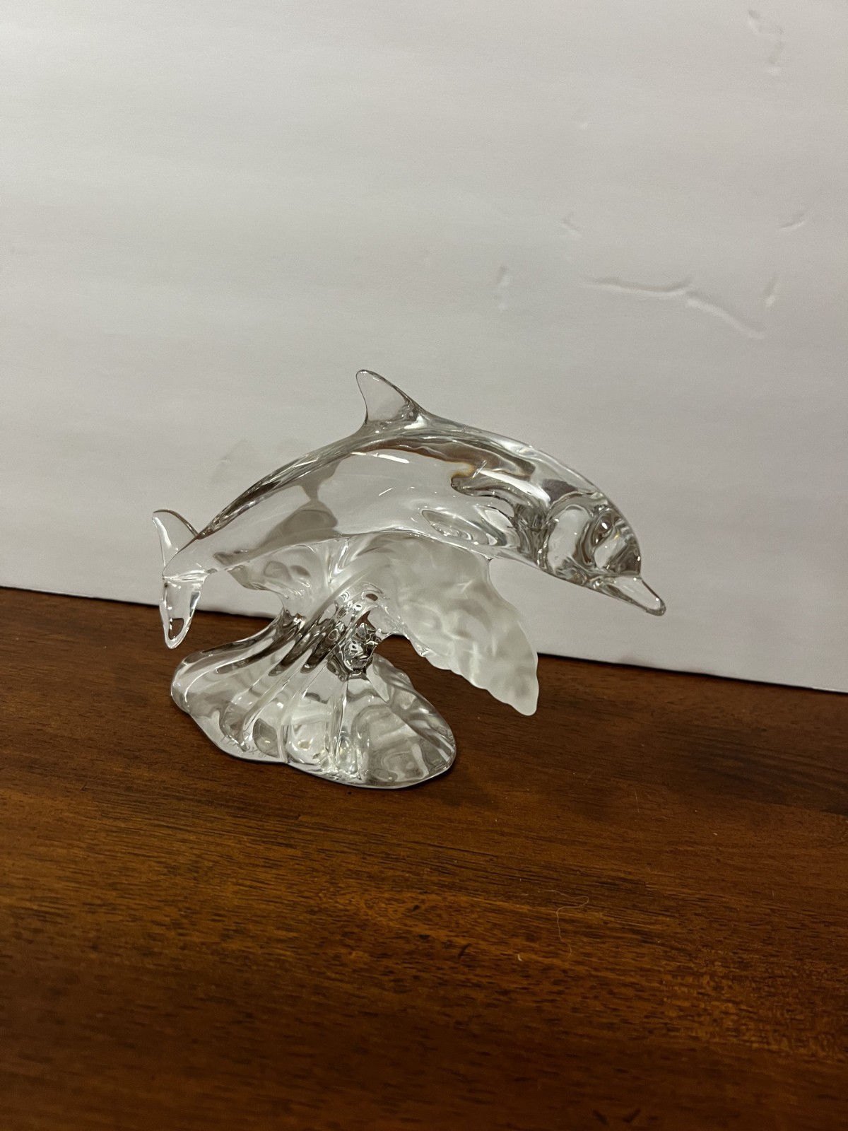 Lenox Crystal “Majestic Dolphin” Figurine Made In Germany 1996 4″ Sea Life Waves