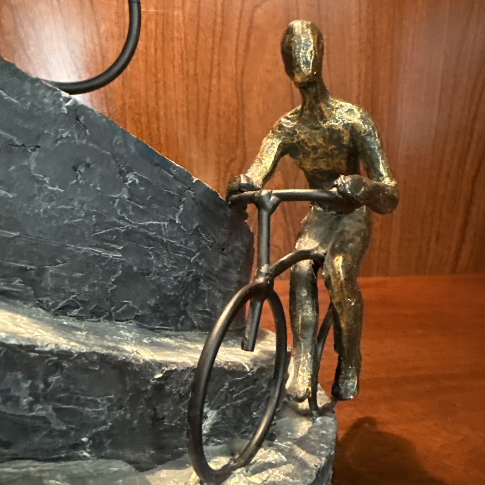 Mountain Bicyclist RACING Statue By Sagebrook Home Bronze Polynesian