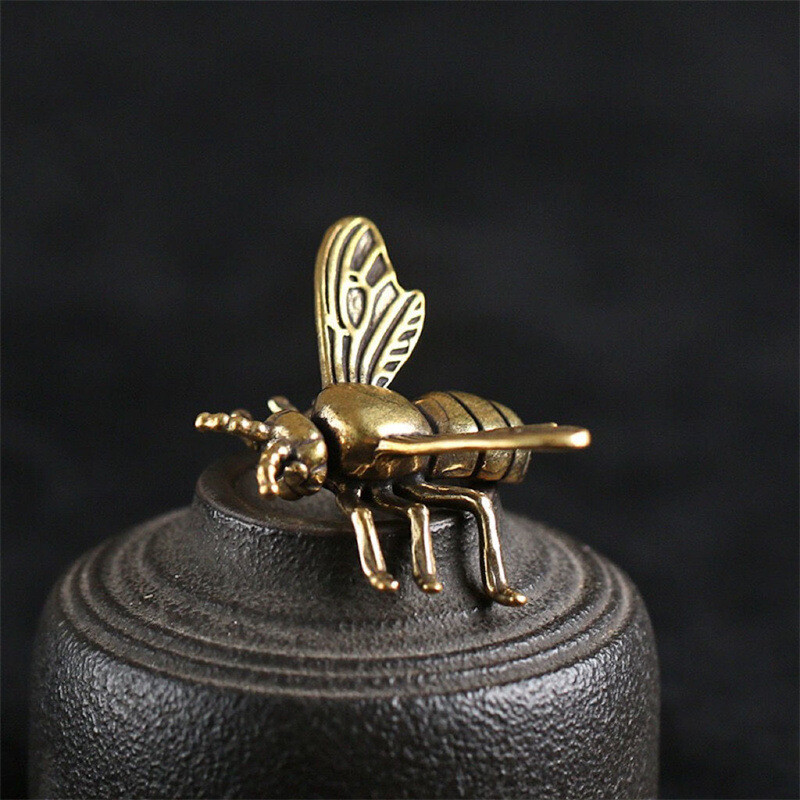 2xBrass Retro Bee Figurine Statue House Office Decoration Animal Figurines Toys