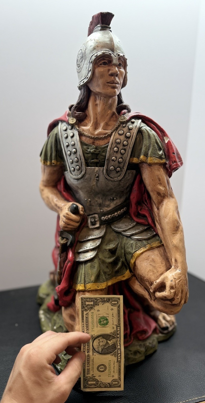 MASSIVE RARE vintage Paula’s Inc. 1972 Roman Soldier Hand-Painted Figurine