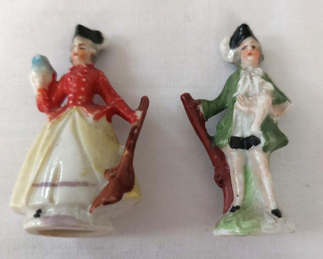 Lot 2 VTG Porcelain Figurines Victorian Man & Woman Japan Colonial Hand Painted