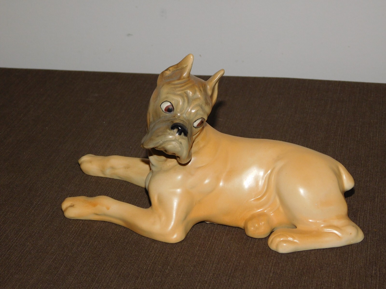 VINTAGE 9″ LONG CERAMIC BOXER DOG