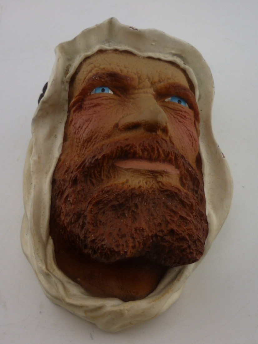 Vintage Bossons Syrian Chalkware Wall Head Plaque England Hand Painted